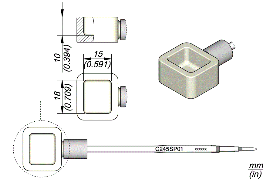 C245-SP01 - Solder Pot Cartridge 18 X 15